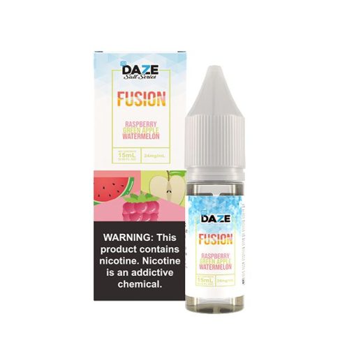 7Daze Fusion Salt Series | 15mL | 24mg - RASPBERRY GREEN APPLE WATERMELON Ice with packaging