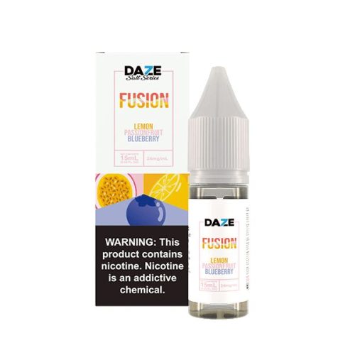 7Daze Fusion Salt Series | 15mL | 24mg - Lemon Passionfruit Blueberry with packaging