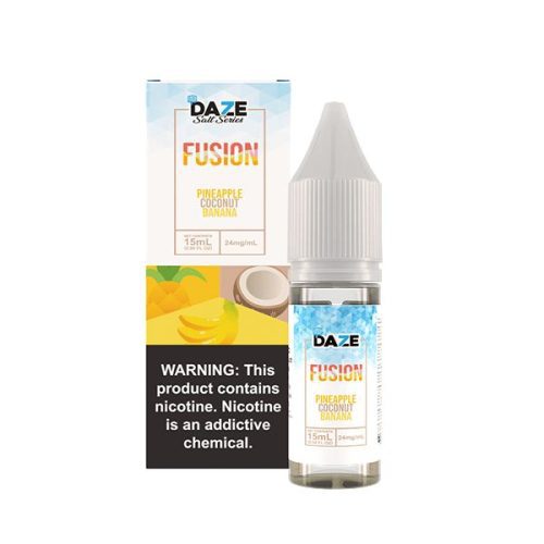 7Daze Fusion Salt Series | 15mL | 24mg - PINEAPPLE COCONUT BANANA Ice with packaging