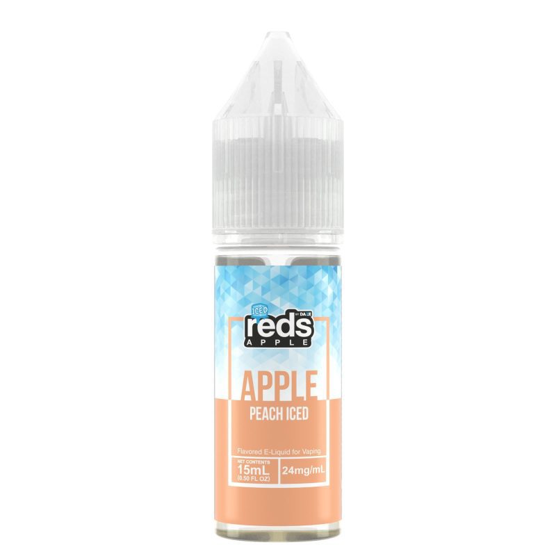 7Daze Reds Salt Series E-Liquid 15mL (Salt Nic) peach iced bottle