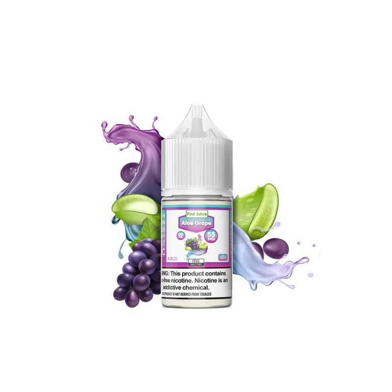 Aloe Grape Freeze by Pod Juice Salts Series 30mL 55mg with background