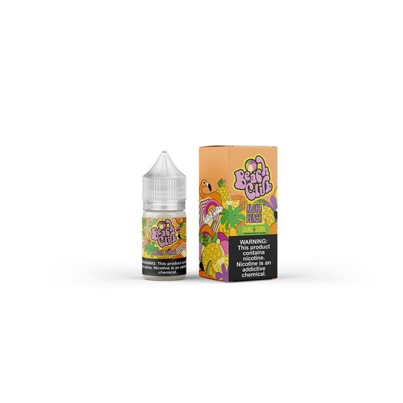 Aloha Peach by Beach Club E-Liquid 30mL (Salts) with Packaging