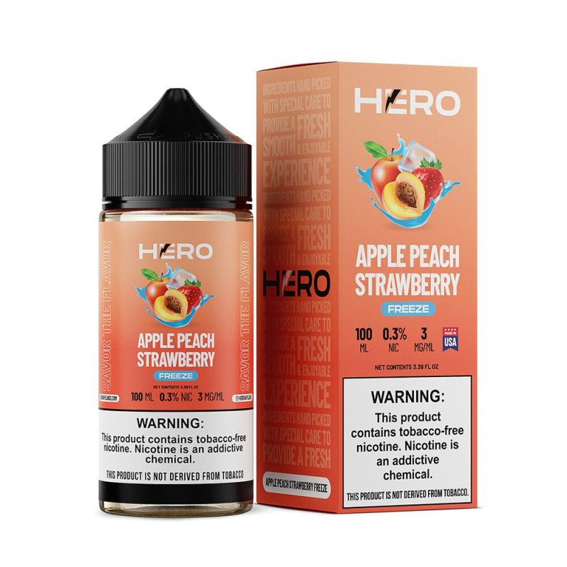 Apple Peach Strawberry Freeze by Hero E-Liquid 100mL (Freebase) with Packaging