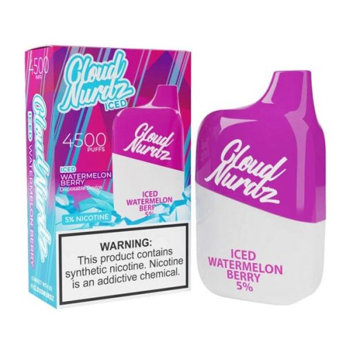 Cloud Nurdz 0% Disposable watermelon berry iced with packaging