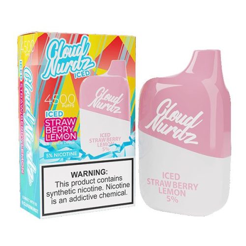 Cloud Nurdz 4500 Puffs Disposable | 12ml - Iced Straw Berry Lemon with packaging