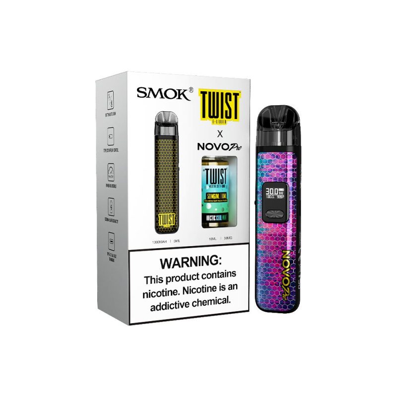 Collab Bundle – SMOK Novo Pro Device + Daddy’s Vapor 10mL Juice - Color:  Black - Flavor: Arctic Cool Mint with Packaging