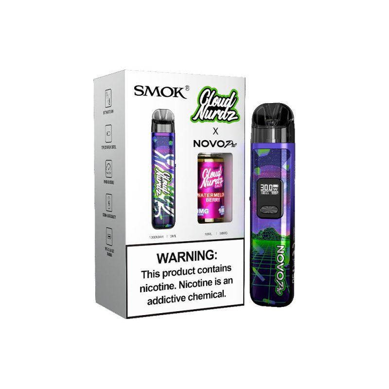 Collab Bundle – SMOK Novo Pro Device + Daddy’s Vapor 10mL Juice - Color:  Retro - Flavor: Watermelon Berry with Packaging