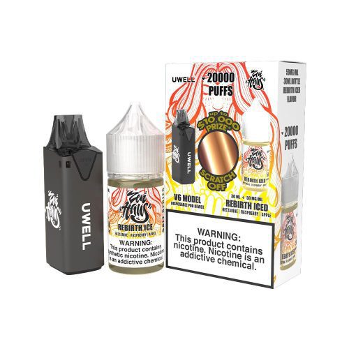 Collab Bundle – Uwell V6 Disposable Device + Daddy’s Vapor 30mL Juice CLR: Black/ FLV: Rebirth Iced