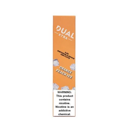 Dual Xtra Disposable 1600 Puff orange peach ice packaging