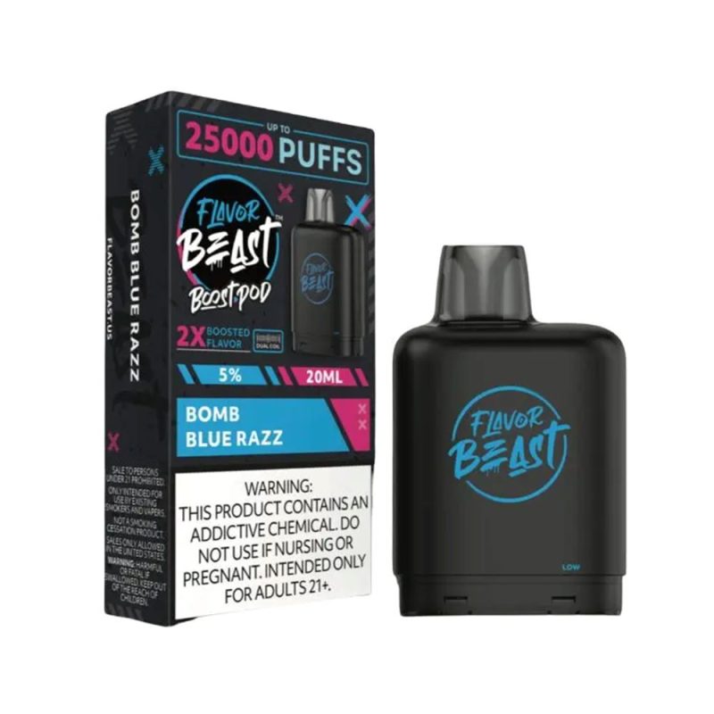 Flavor Beast Level X Boost Disposable - Bomb Blue Razz with packaging