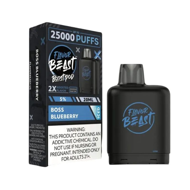 Flavor Beast Level X Boost Disposable - Boss Blueberry Iced with packaging