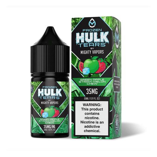 Frozen Green Apple Straw-Melon Chew | Mighty Vapors Hulk Tears Salts | 30mL with Packaging