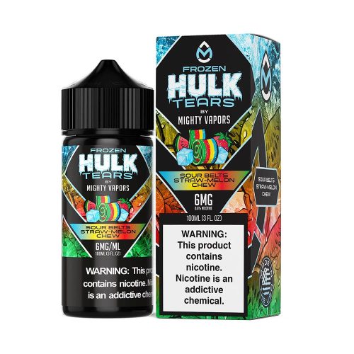 Frozen Sour Belts Straw-Melon Chew | Mighty Vapors Hulk Tears | 100mL