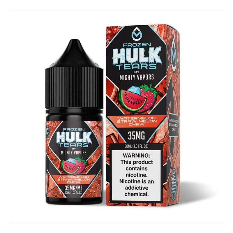 Frozen Watermelon Straw-Melon Chew | Mighty Vapors Hulk Tears Salts | 30mL with Packaging