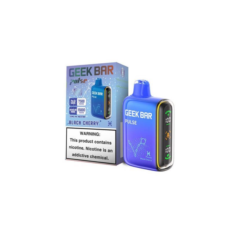 Geek Bar Pulse Disposable 15000 Puffs 16mL 50mg - Black Cherry with packaging