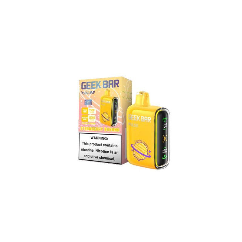 Geek Bar Pulse Disposable 15000 Puffs 16mL 50mg Strawberry Banana with packaging