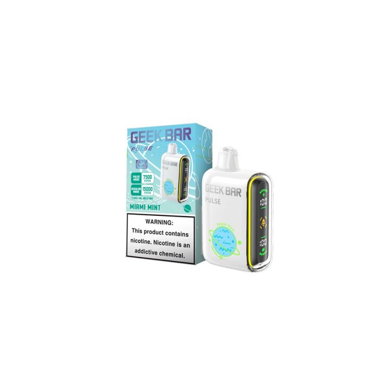 Geek Bar Pulse Disposable 15000 Puffs 16mL 50mg Miami Mint with packaging