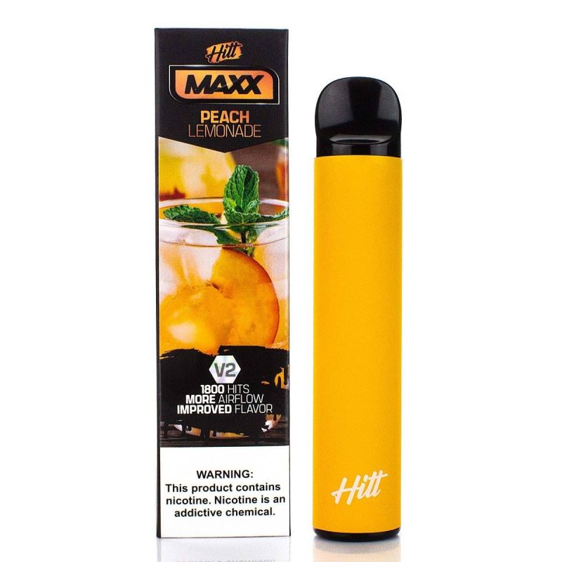 Hitt Maxx V2 Disposable | 1800 Puffs | 6.5mL peach lemonade with packaging