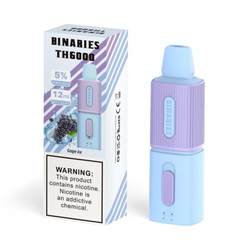 HorizonTech – Binaries Cabin Disposable TH | 6000 Puffs | 12mL | 50mg Grape Ice with packaging