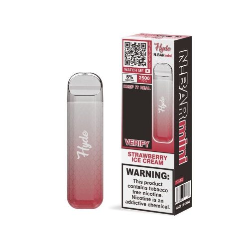 Hyde N-Bar Mini Disposable | 2500 Puffs | 7mL - Strawberry Ice Cream with packaging