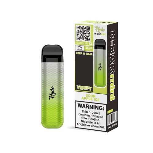 Hyde N-Bar Mini Disposable | 2500 Puffs | 7mL - Sour Apple Ice with packaging