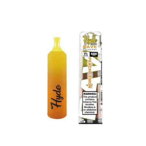 Hyde Retro RAVE Disposable | 5000 Puffs | 12mL Peach Lemon with packaging