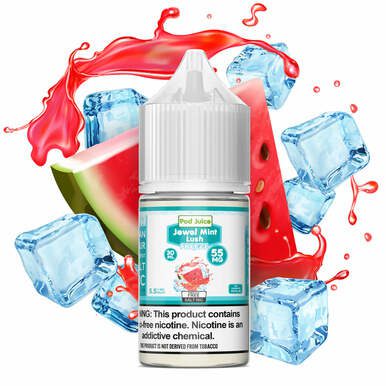 Jewel Mint Lush Freeze by Pod Juice Salts Series 30ml Bottle with background