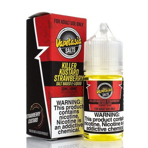 Killer Kustard Strawberry By Vapetasia Salt E-Liquid with packaging