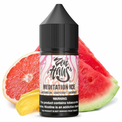 Meditation ICE  by ZEN HAUS SALTS E-Liquid 30ml bottle with background