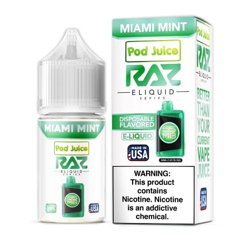 Miami Mint | Pod Juice x RAZ Salt | 30ml | Bottle with Packaging