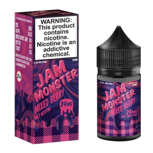 Mixed Berry By Jam Monster Salts E-Liquid with packaging