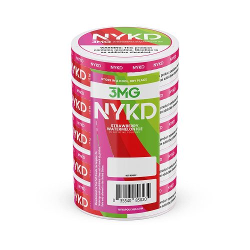 NYKD Nicotine Pouches (20ct Can)(5-Can Pack) Strawberry Watermelon Ice 3mg