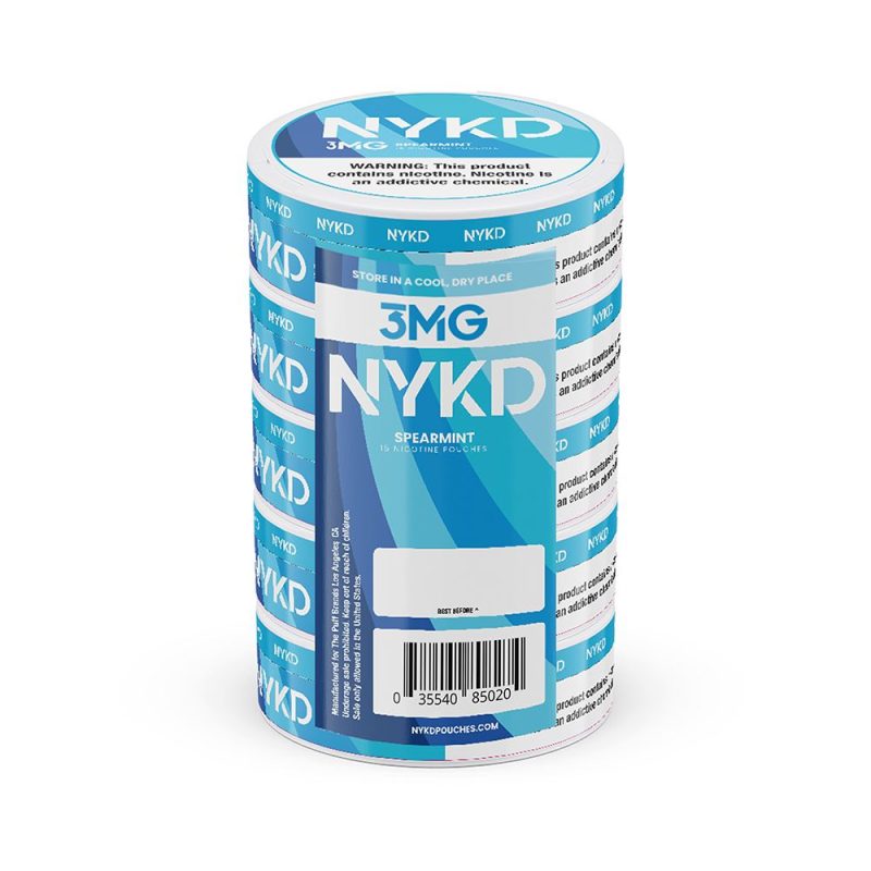 NYKD Nicotine Pouches (20ct Can)(5-Can Pack) Spearmint 3mg