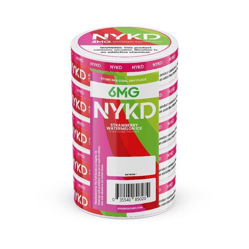 NYKD Nicotine Pouches (20ct Can)(5-Can Pack) Strawberry Watermelon Ice 6mg