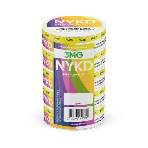 NYKD Nicotine Pouches (20ct Can)(5-Can Pack) Berry Lemon Ice 3mg