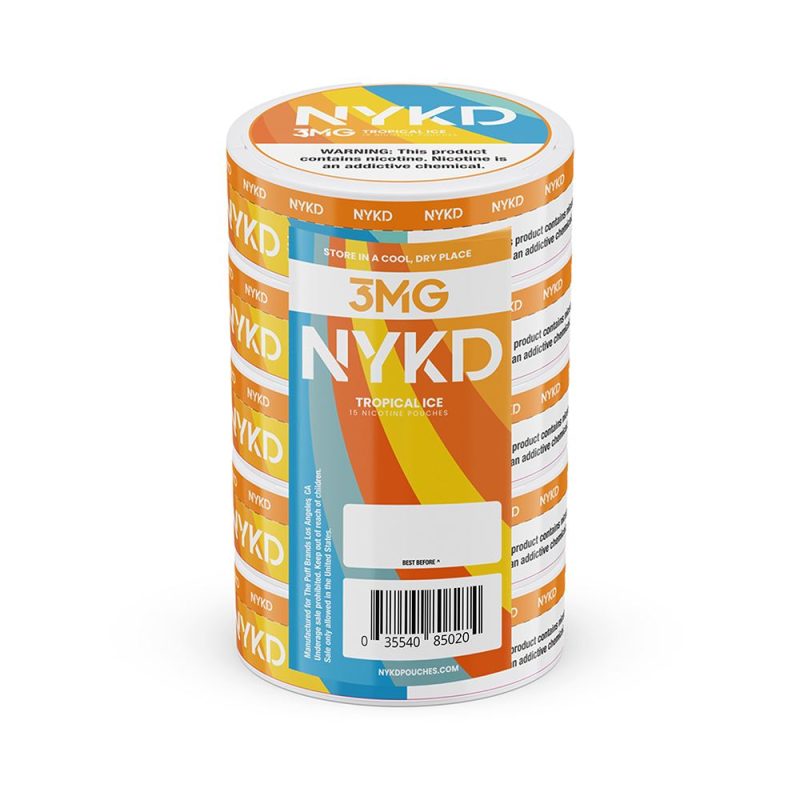 NYKD Nicotine Pouches (20ct Can)(5-Can Pack) Tropical Ice 3mg