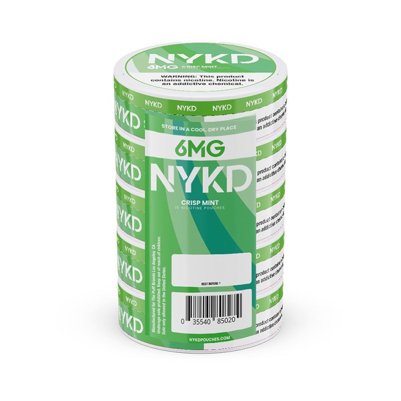 NYKD Nicotine Pouches (20ct Can)(5-Can Pack) Crisp Mint 6mg