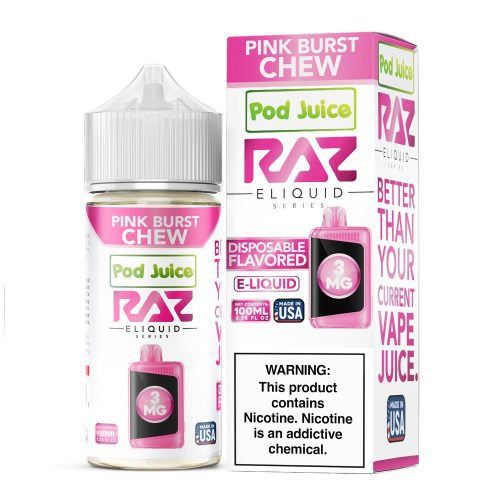 Pink Burst Chew | Pod Juice x RAZ | 100mL | Bottle with Packaging