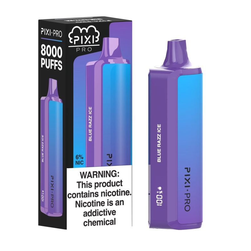 Pixi Pro Disposable 8000 Puffs 14mL 60mg Blue Razz Ice with packaging