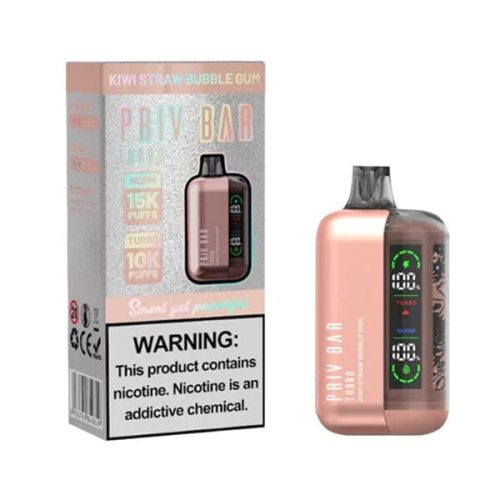 Priv Bar Turbo Disposable 16mL 50mg kiwi straw bubblegum with packaging