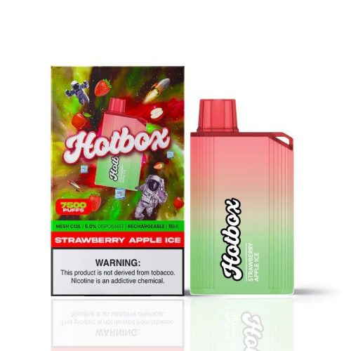 Puff HotBox Disposable | 7500 puffs | 16mL - Strawberry Apple Ice with packaging