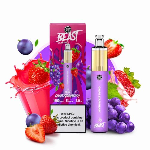 PUFF LABS | Puff Beast Bar Disposable 1500 Puff (Individual) grape strawberry with packaging