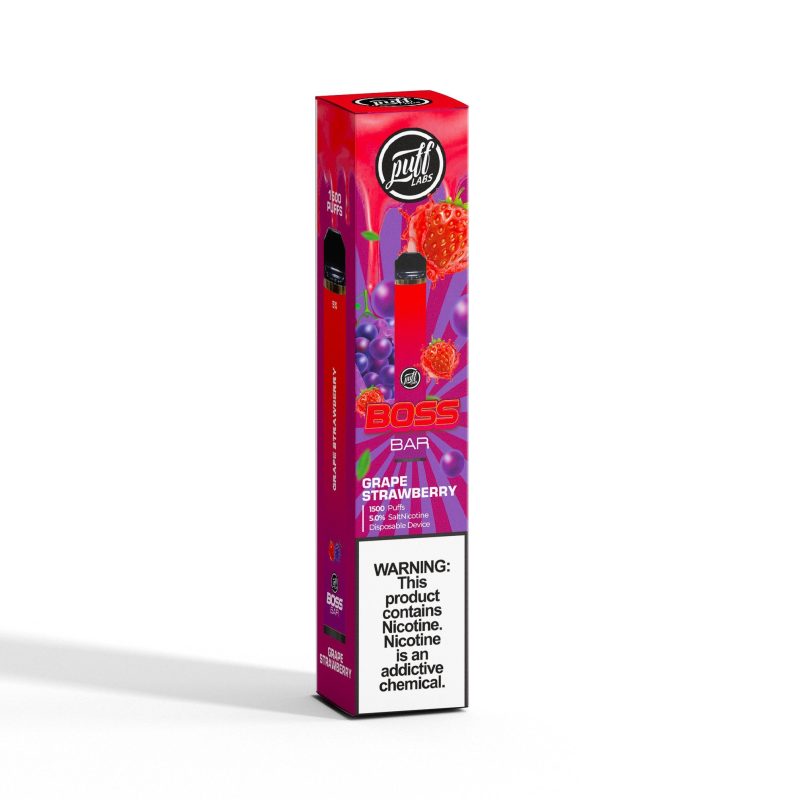 PUFF LABS | Puff Boss Bar Disposable 5% Nicotine (Individual) grape strawberry packaging