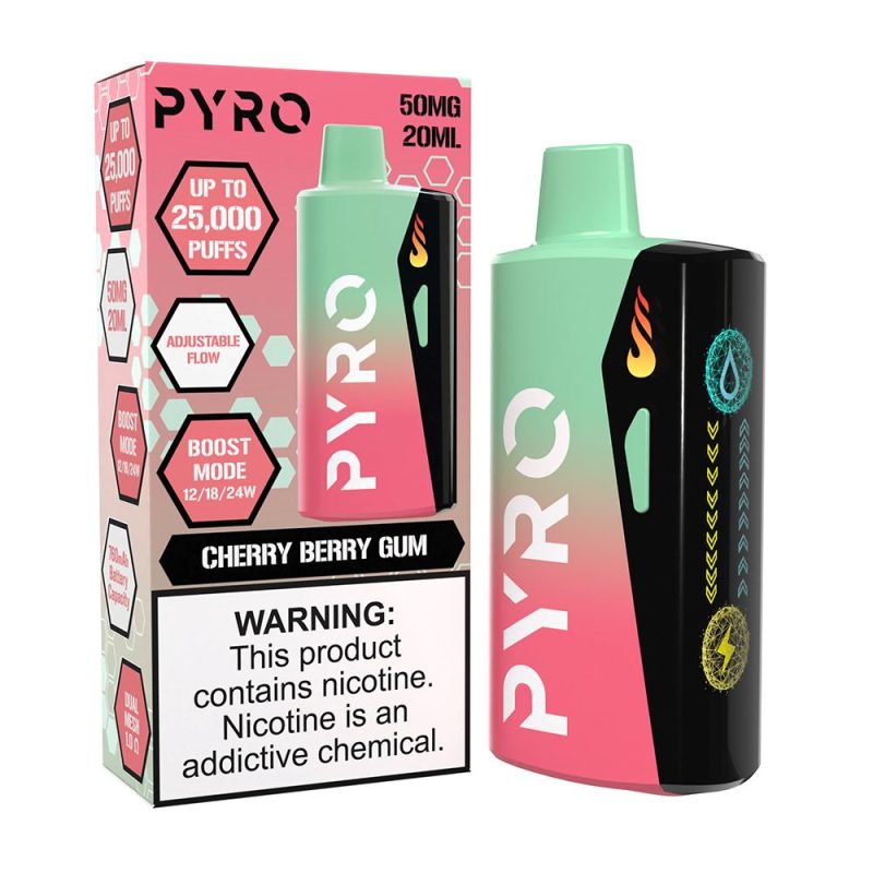 Pyro Boost Disposable - Cherry Berry Gum with packaging