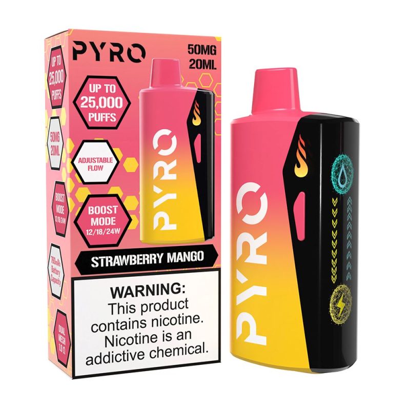 Pyro Boost Disposable - Strawberry Mango with packaging