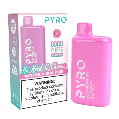 Pyro Disposable | 6000 Puffs | 13ml | 5% Watermelon Bear Candy with packaging