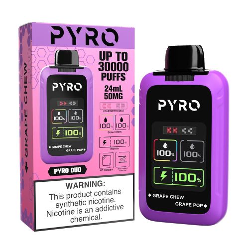 Pyro DUO Disposable Grape Chew/Grape Pop with packaging