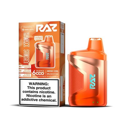 RAZ CA6000 Disposable | 6000 Puffs | 10mL | 50mg Hawaii Sunset with Packaging	