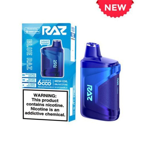 RAZ CA6000 Disposable | 6000 Puffs | 10mL | 50mg Blue Raz	 with Packaging