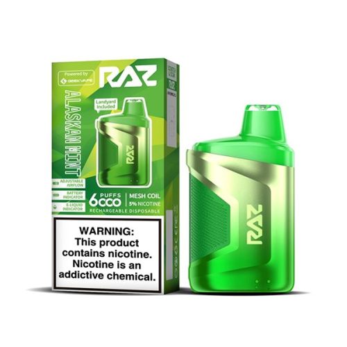 RAZ CA6000 Disposable | 6000 Puffs | 10mL | 50mg Alaskan Mint	with Packaging